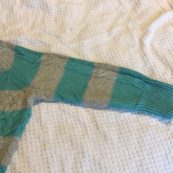 Loft Turquoise and Gray stripe sweater - Picture 4 of 5
